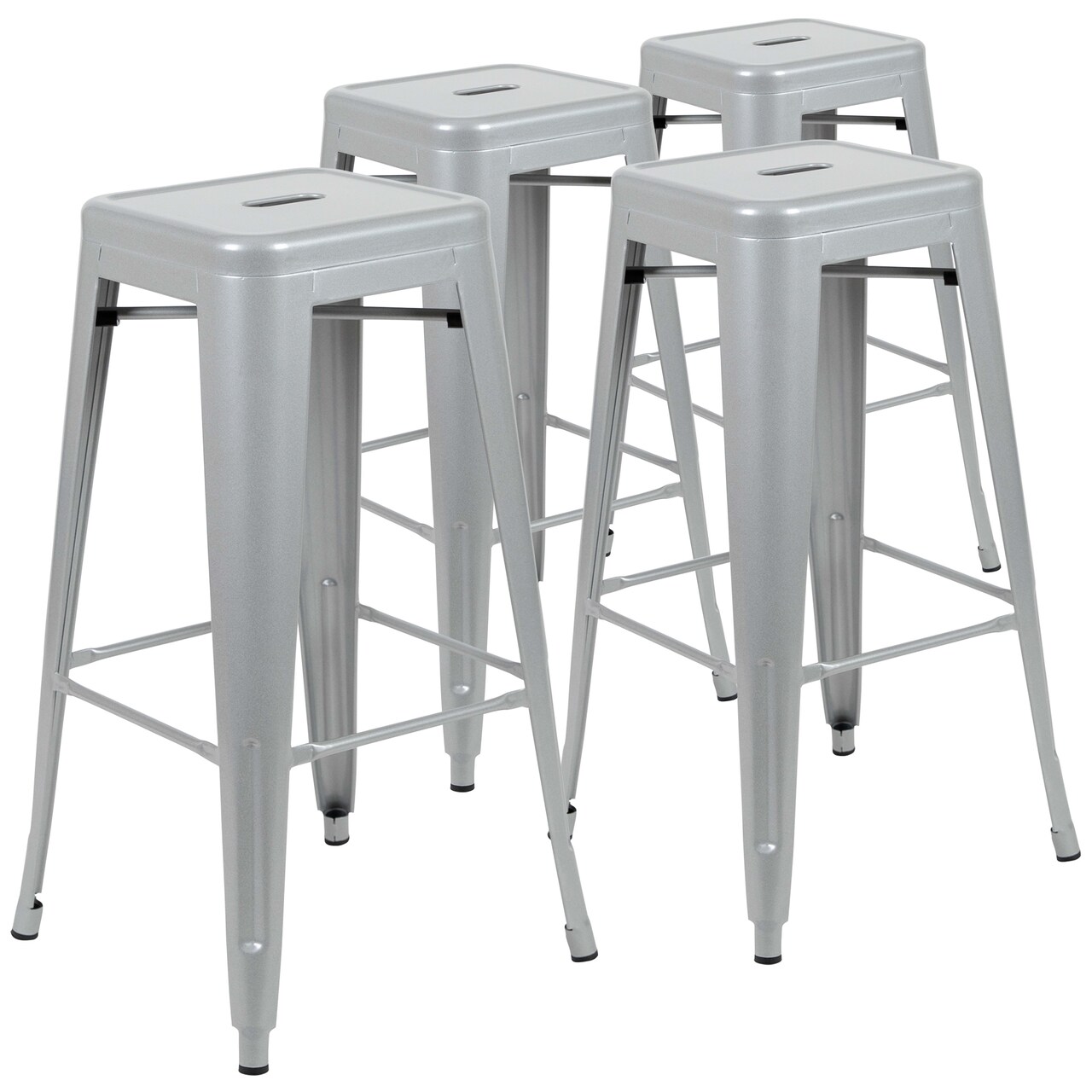 Emma and Oliver 4 Pack 30" High Metal Indoor Bar Stool - Stackable Stool